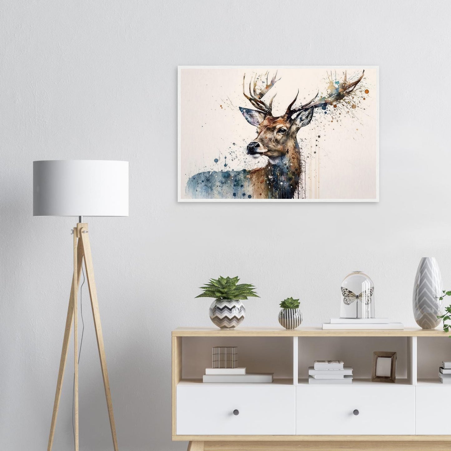 Anmut des Hirschs, Poster mit Holzrahmen - Stiersbeste