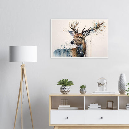 Anmut des Hirschs, Poster mit Holzrahmen - Stiersbeste