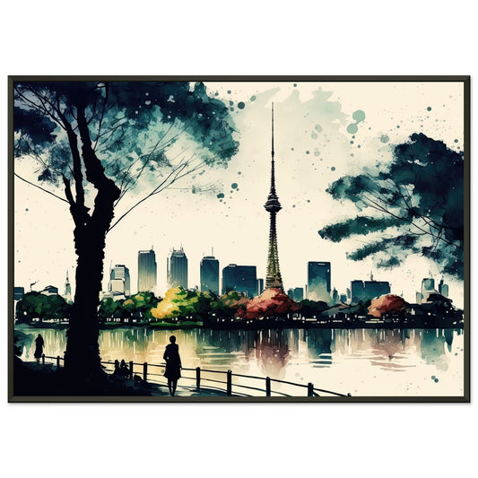 Ruhiges Tokyo, Poster mit Alurahmen - Stiersbeste