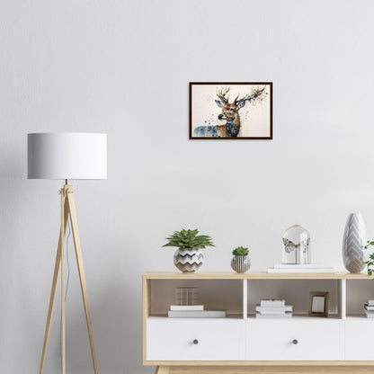Anmut des Hirschs, Poster mit Holzrahmen - Stiersbeste