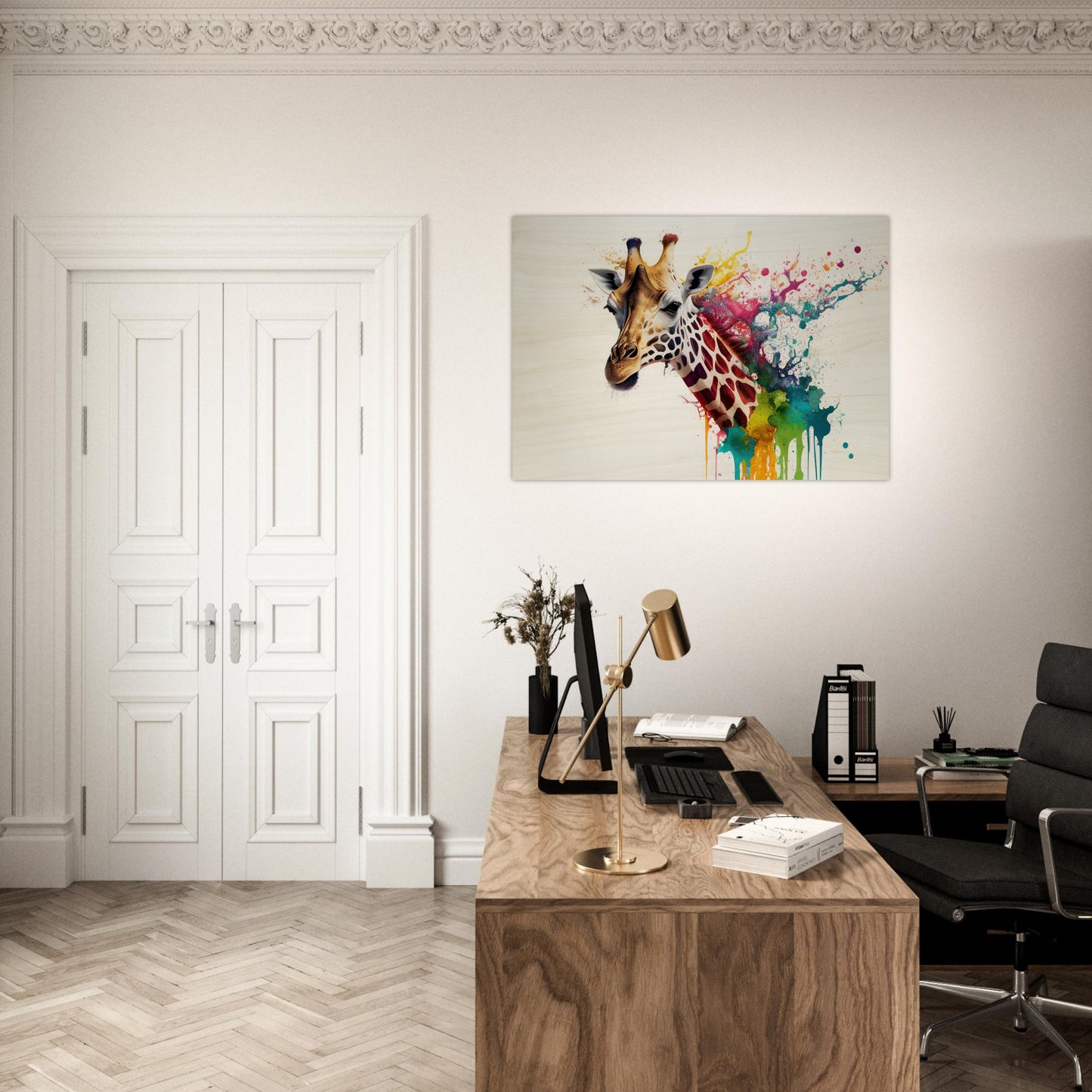 Giraffe Splash Art, Holzdruck - Stiersbeste