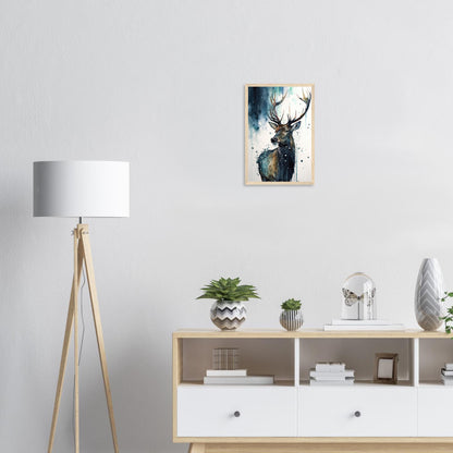Der Pinselhirsch, Poster mit Holzrahmen - Stiersbeste