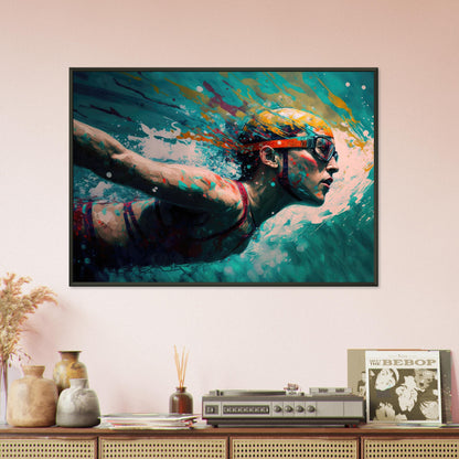 Retro Swim, Poster mit Alurahmen - Stiersbeste