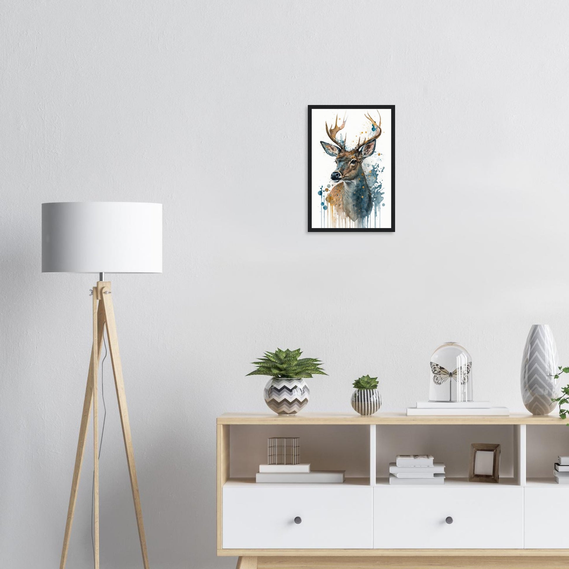 Lebendige Wildvisionen, Poster mit Holzrahmen - Stiersbeste