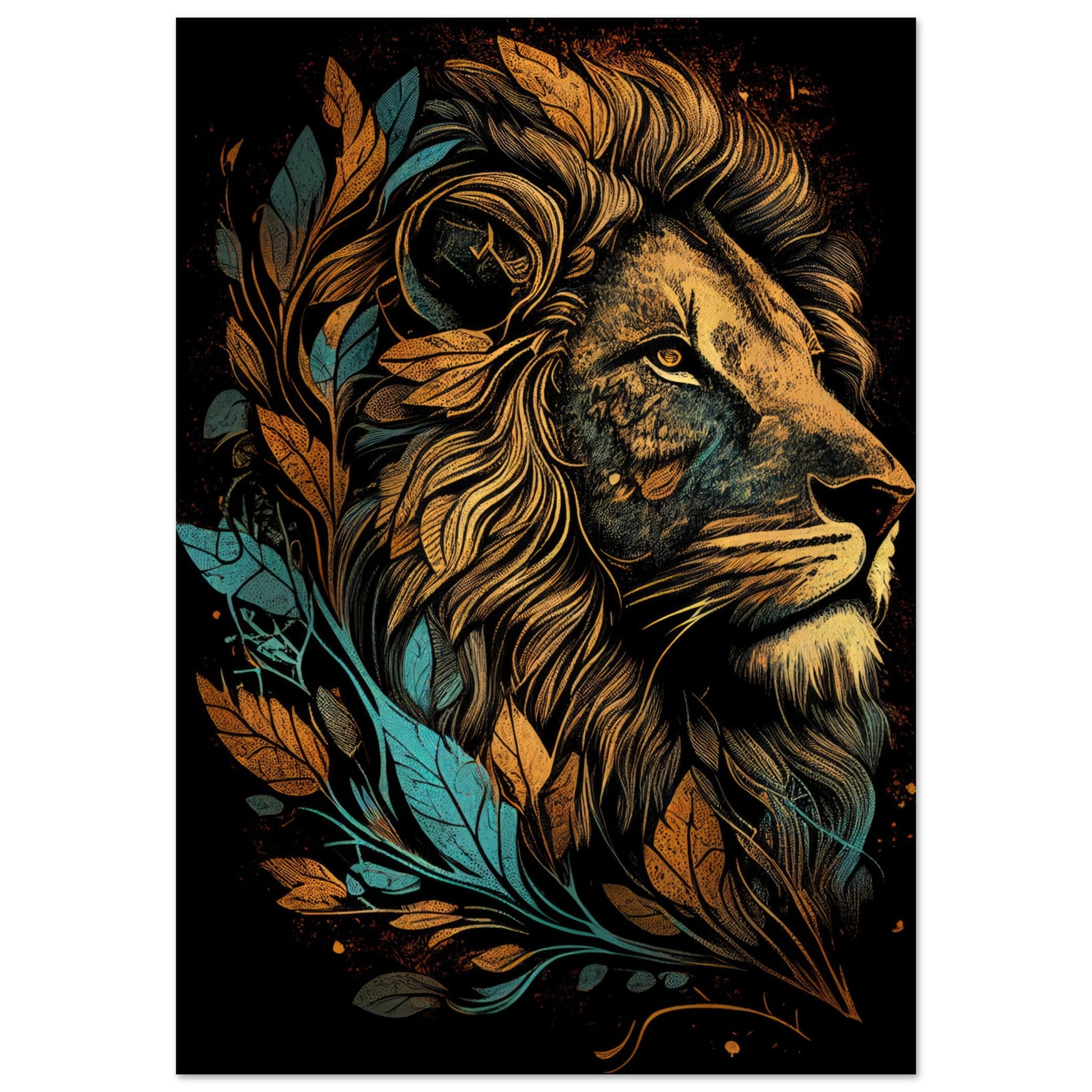 Leaf Lion, Aluminiumdruck - Stiersbeste