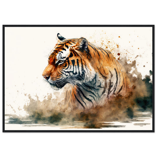 Faszination des Tigers, Poster mit Holzrahmen - Stiersbeste