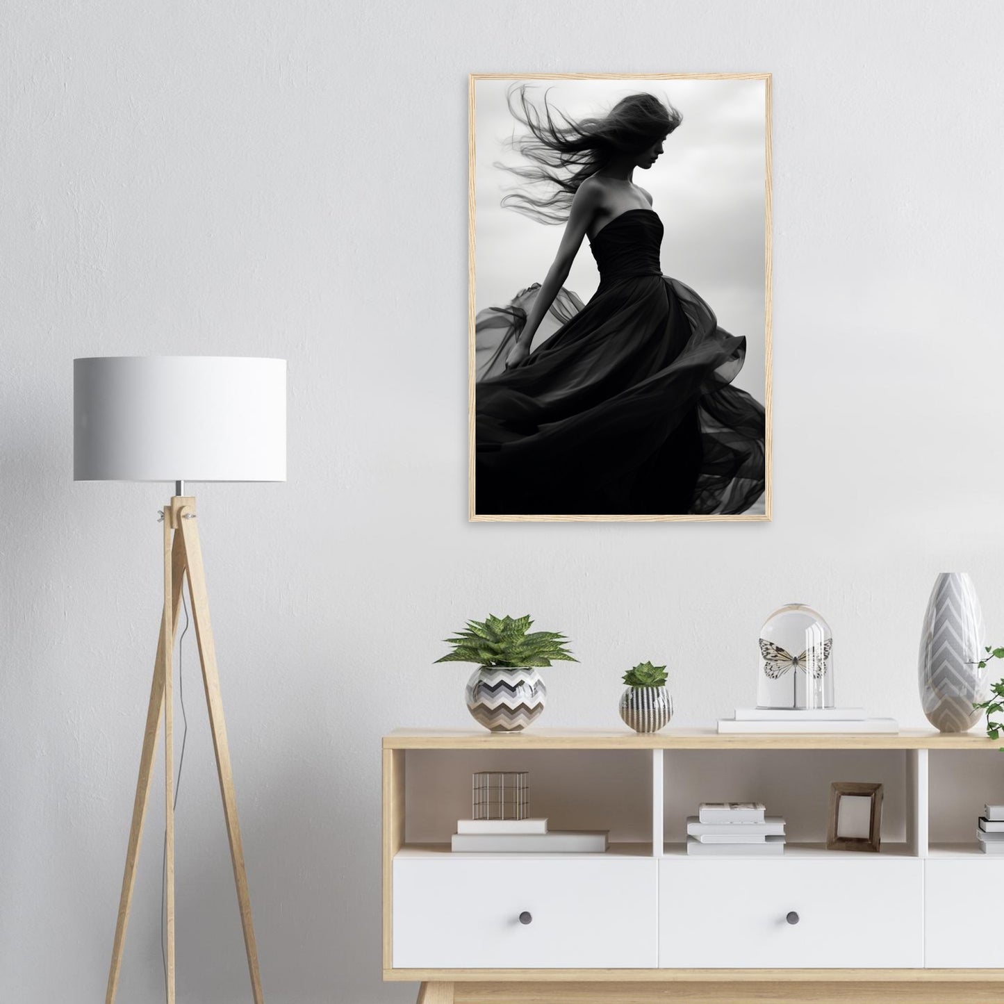 Eleganz im Wind, Poster mit Holzrahmen - Stiers Beste