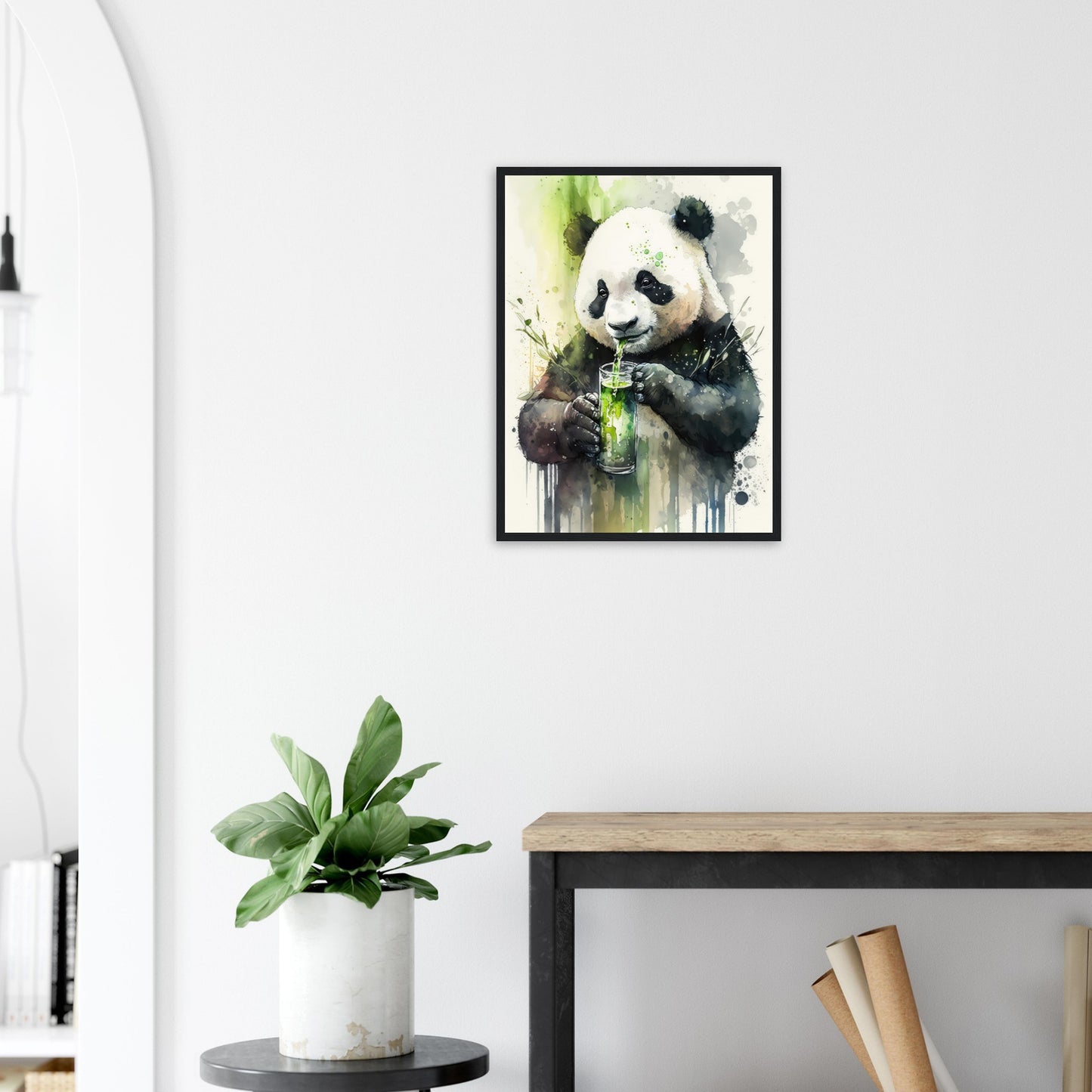 Panda Shake, Poster mit Holzrahmen - Stiersbeste