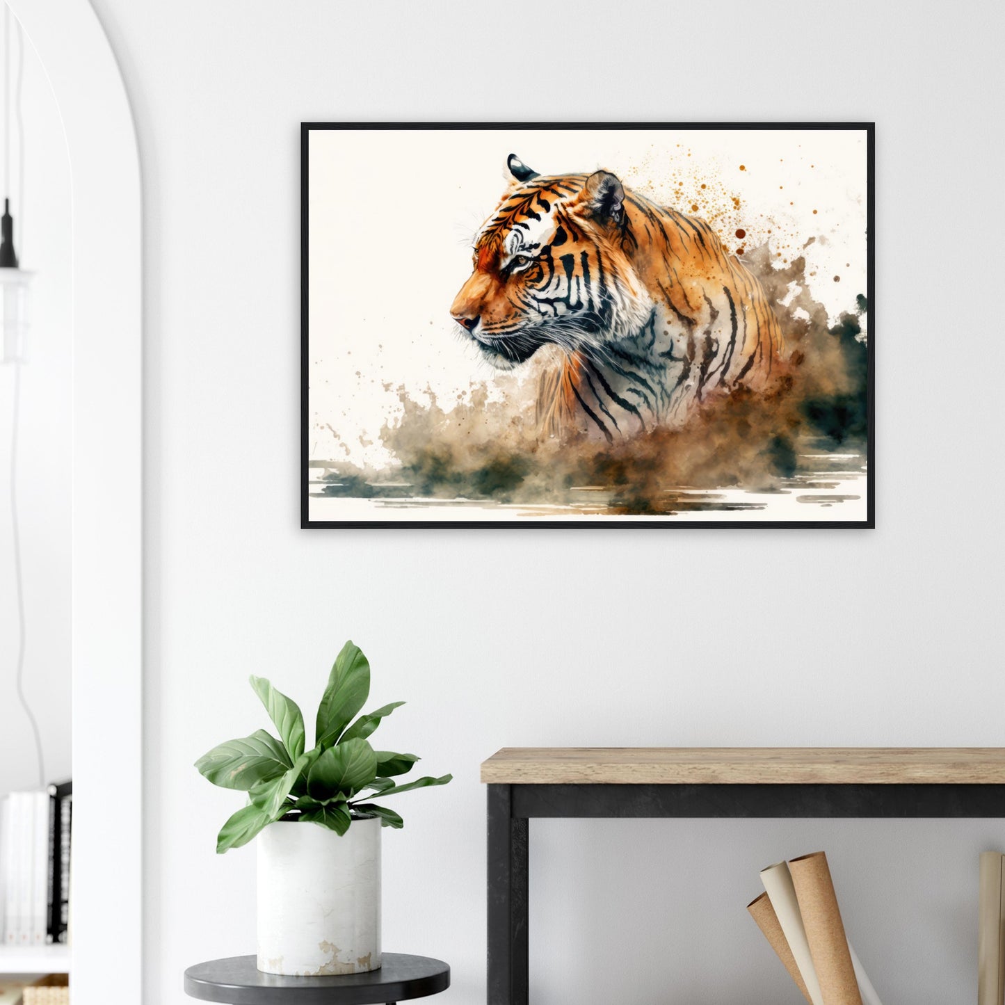Faszination des Tigers, Poster mit Holzrahmen - Stiersbeste