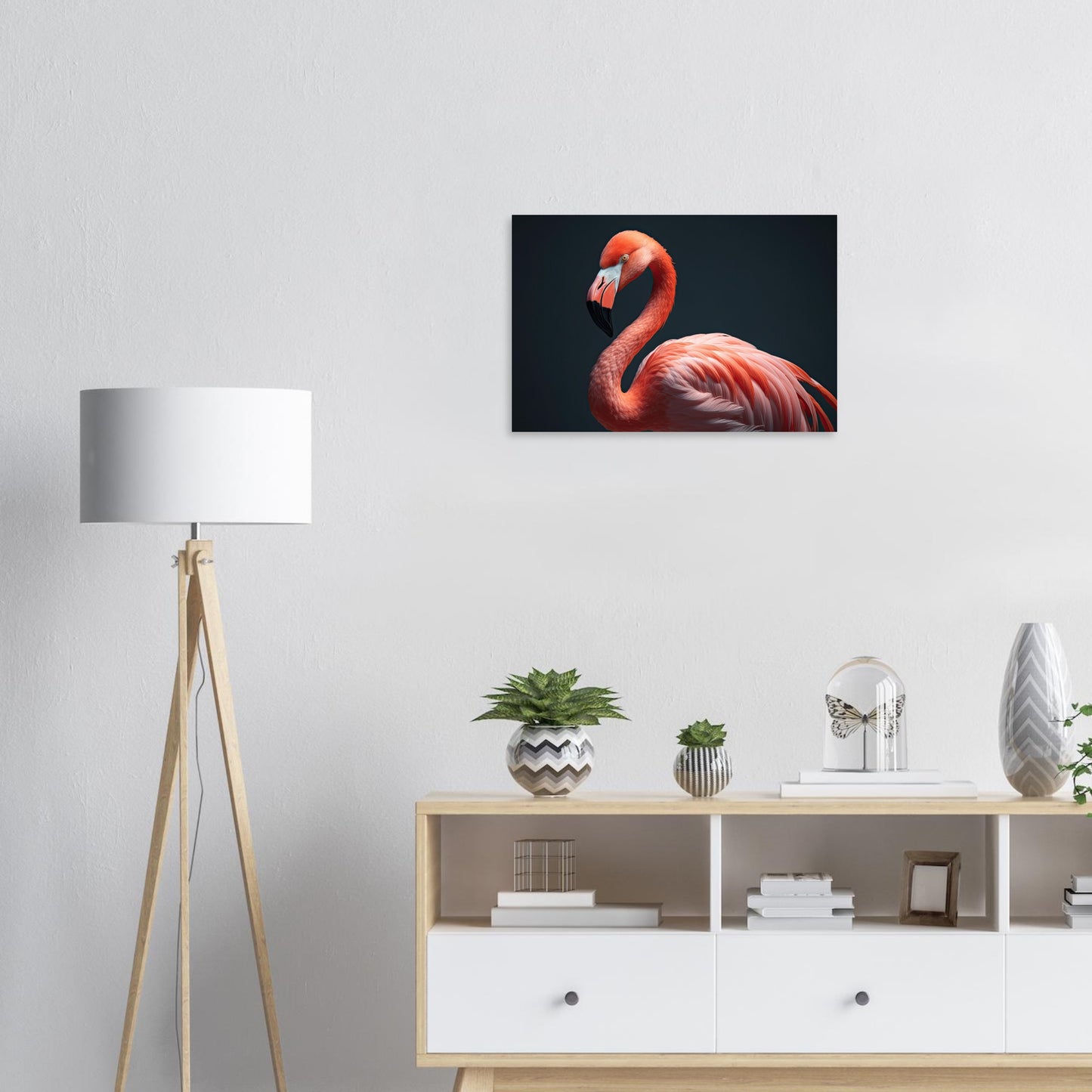 Flamingo in the Studio, Aluminiumdruck - Stiersbeste