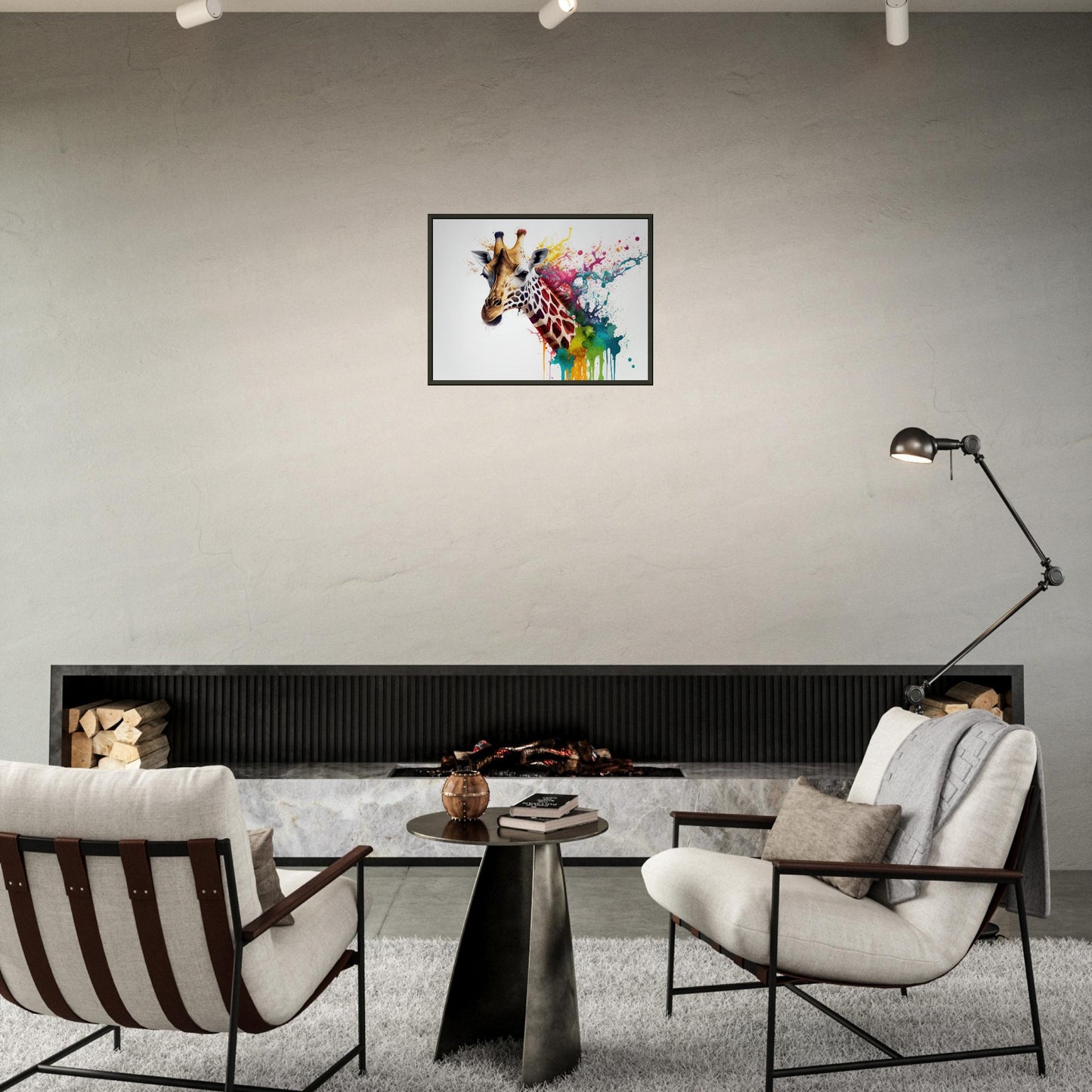 Giraffe Splash Art, Poster mit Alurahmen - Stiersbeste