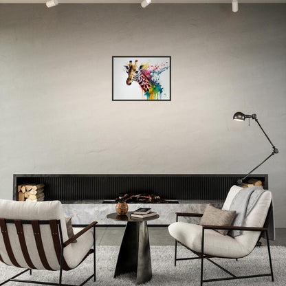 Giraffe Splash Art, Poster mit Alurahmen - Stiersbeste