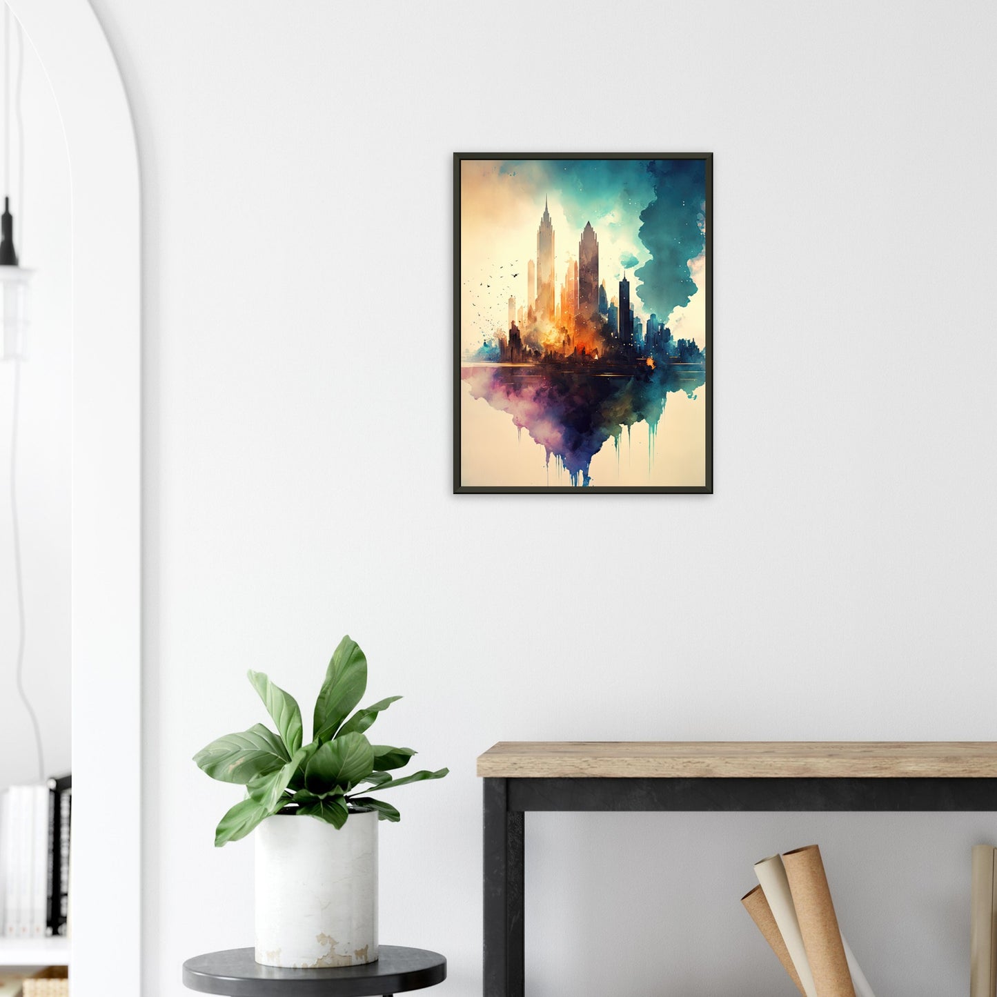 Farbexplosion Skyline, Poster mit Alurahmen - Stiersbeste