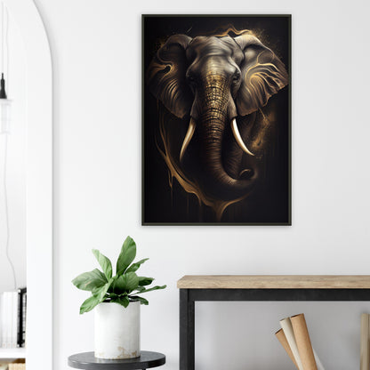 Goldener Blick des Elefanten, Poster mit Alurahmen - Stiersbeste