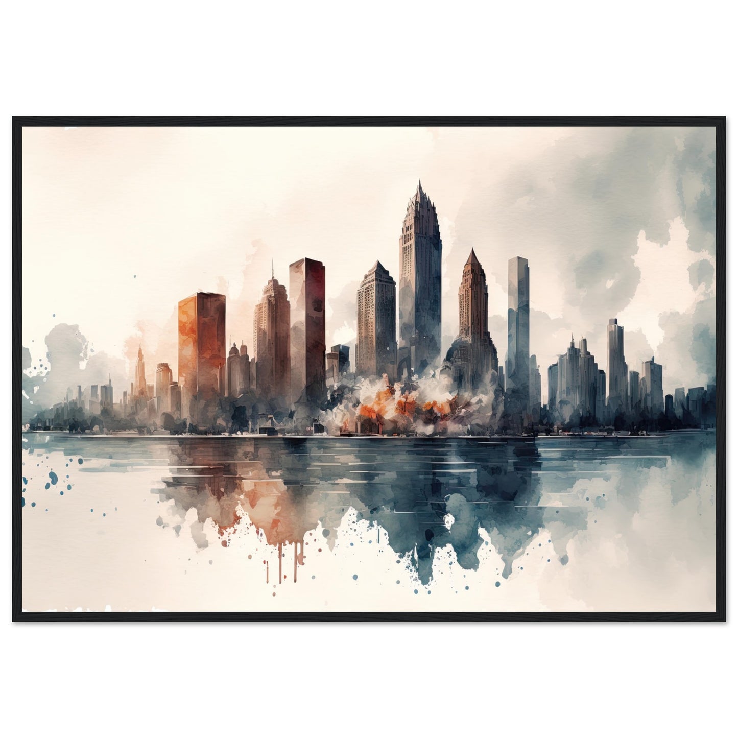 Cloudy Skyline, Poster mit Holzrahmen - Stiersbeste