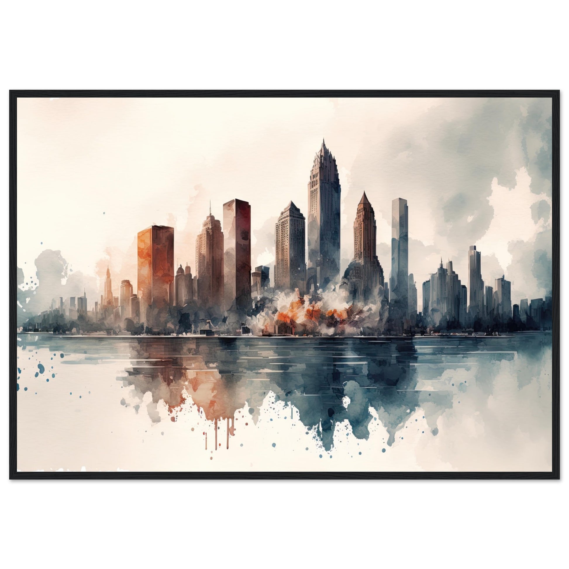 Cloudy Skyline, Poster mit Holzrahmen - Stiersbeste