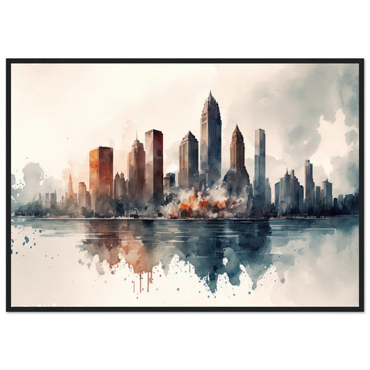 Cloudy Skyline, Poster mit Holzrahmen - Stiersbeste