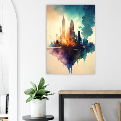 Farbexplosion Skyline, Aluminiumdruck - Stiersbeste