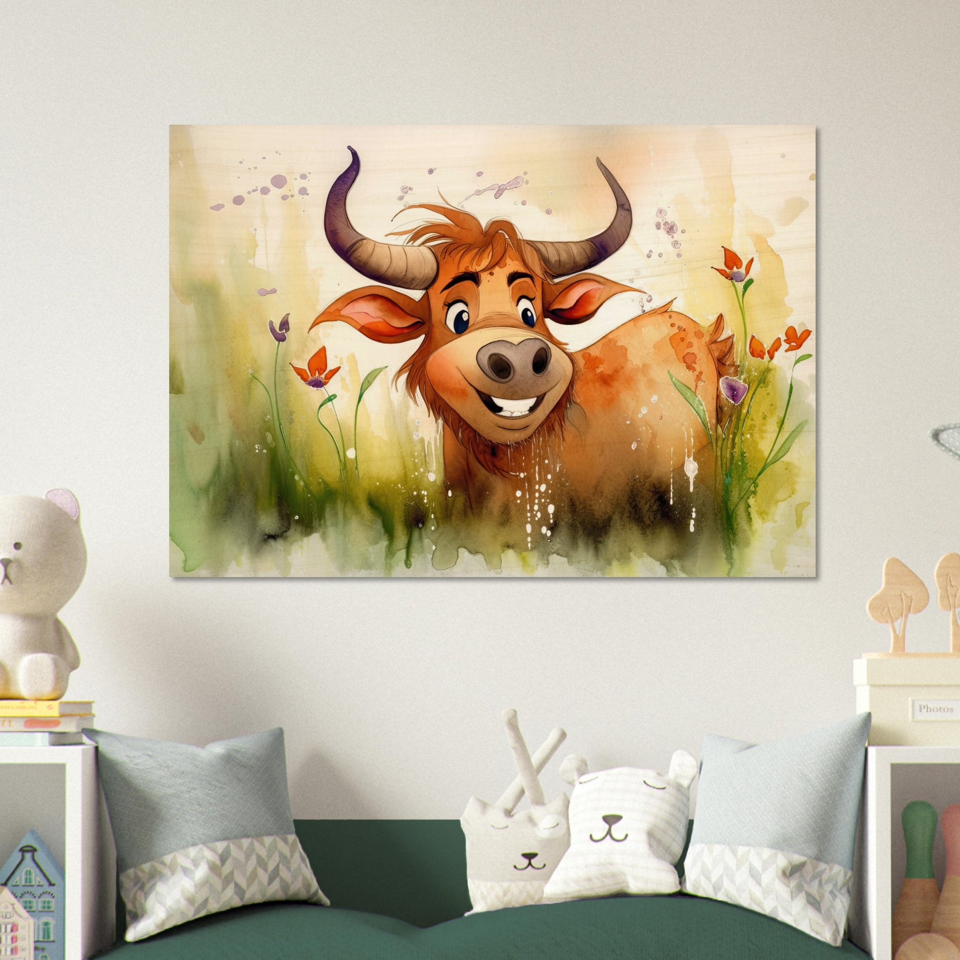 Blumiger Stier, Holzdruck - Stiersbeste