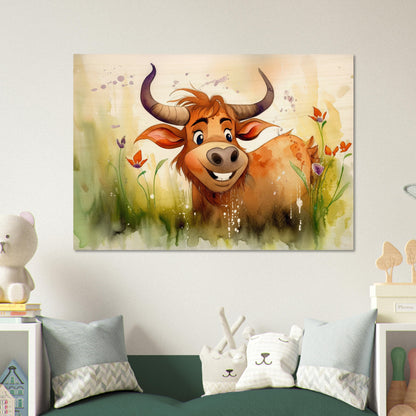 Blumiger Stier, Holzdruck - Stiersbeste