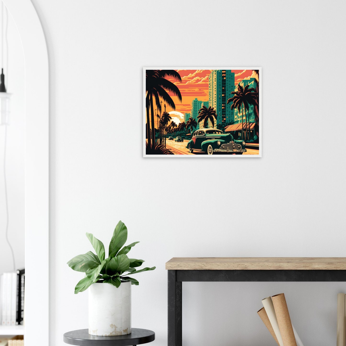 Retro Miami, Poster mit Holzrahmen - Stiersbeste