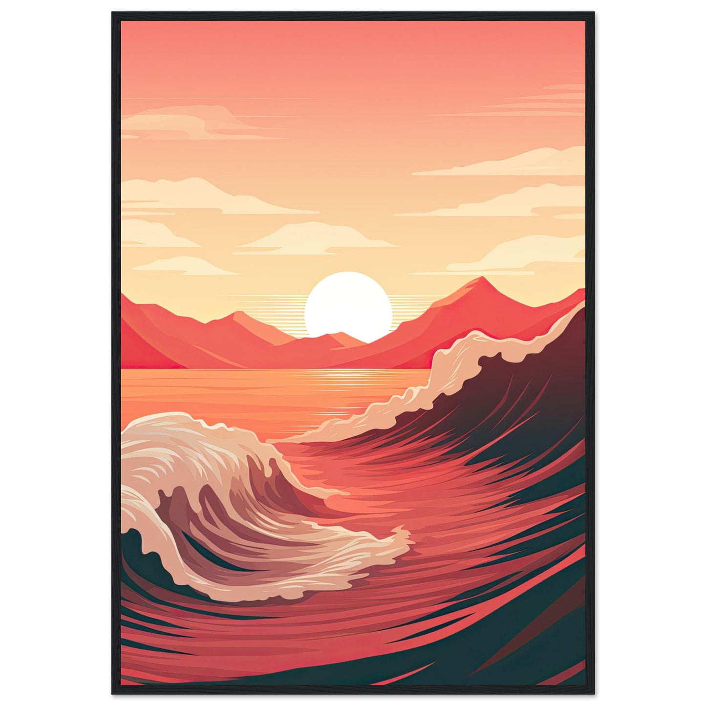 Red Wave, Poster mit Holzrahmen - Stiers Beste