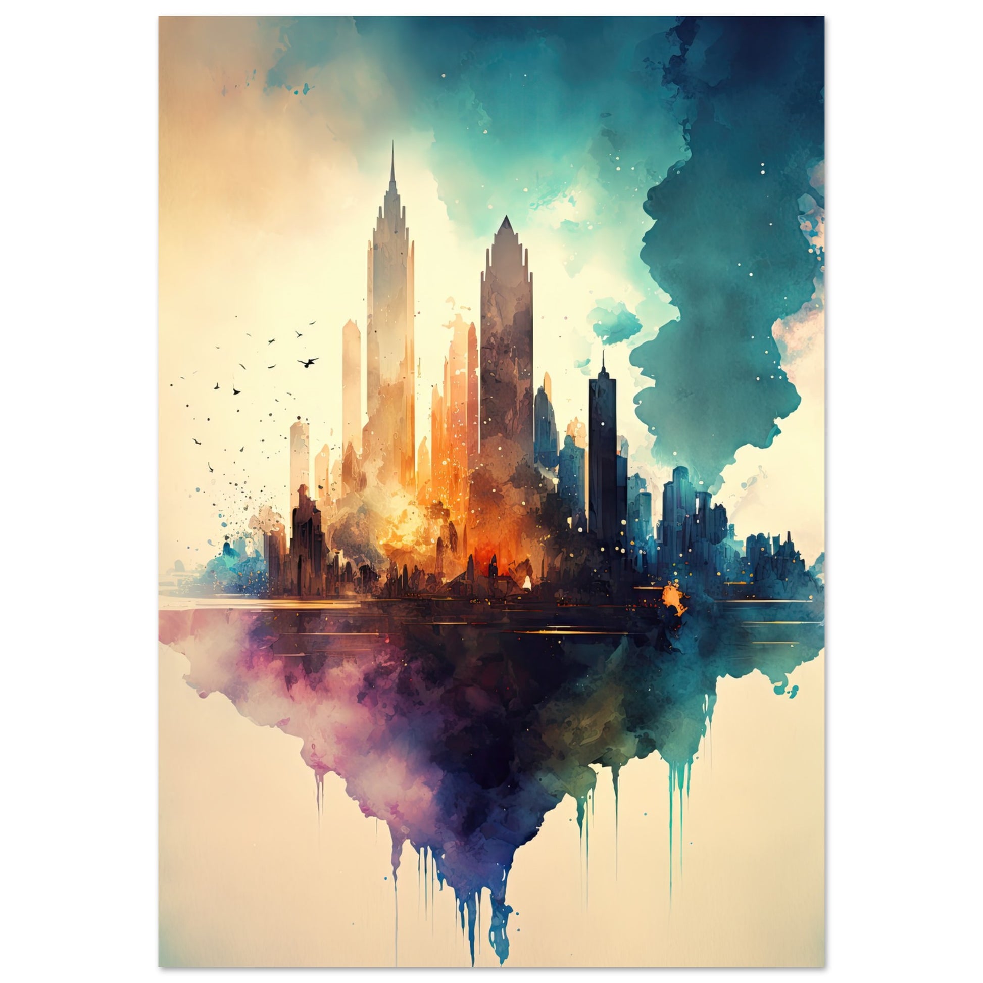 Farbexplosion Skyline, Aluminiumdruck - Stiersbeste
