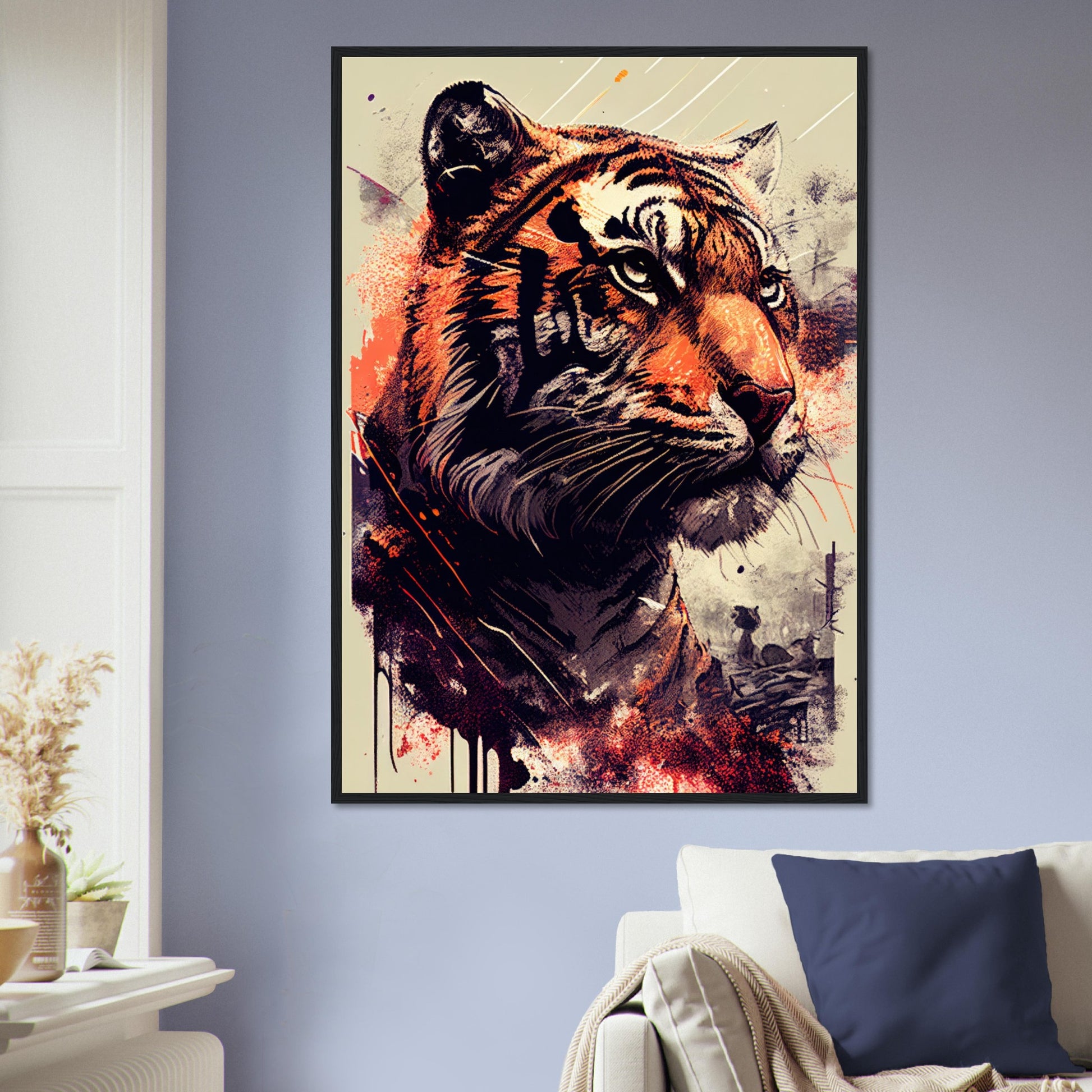 Geheimnisse des Tigerblicks, Poster mit Holzrahmen - Stiersbeste