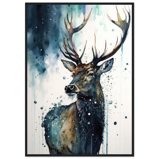 Der Pinselhirsch, Poster mit Holzrahmen - Stiersbeste