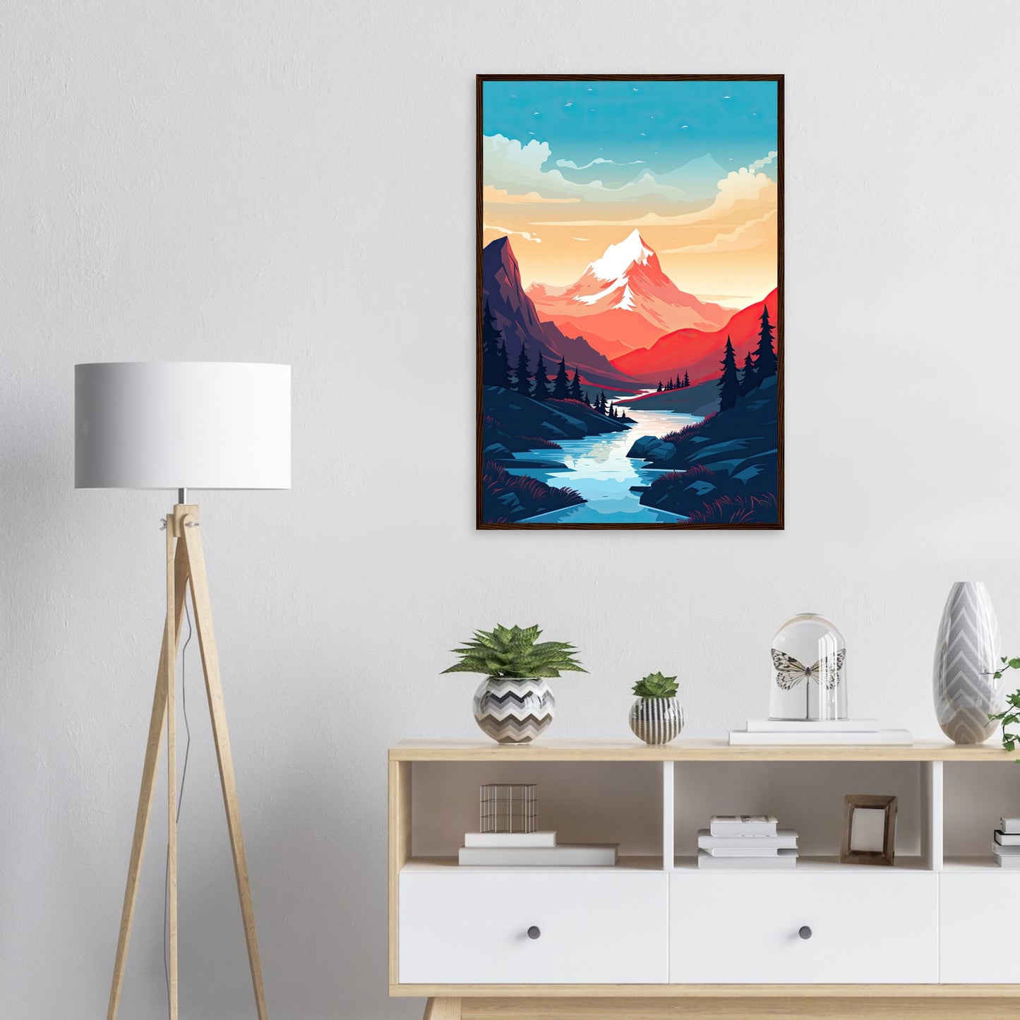 Bergsicht, Poster mit Holzrahmen - Stiers Beste