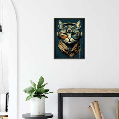 Retro Cat, Poster mit Alurahmen - Stiersbeste