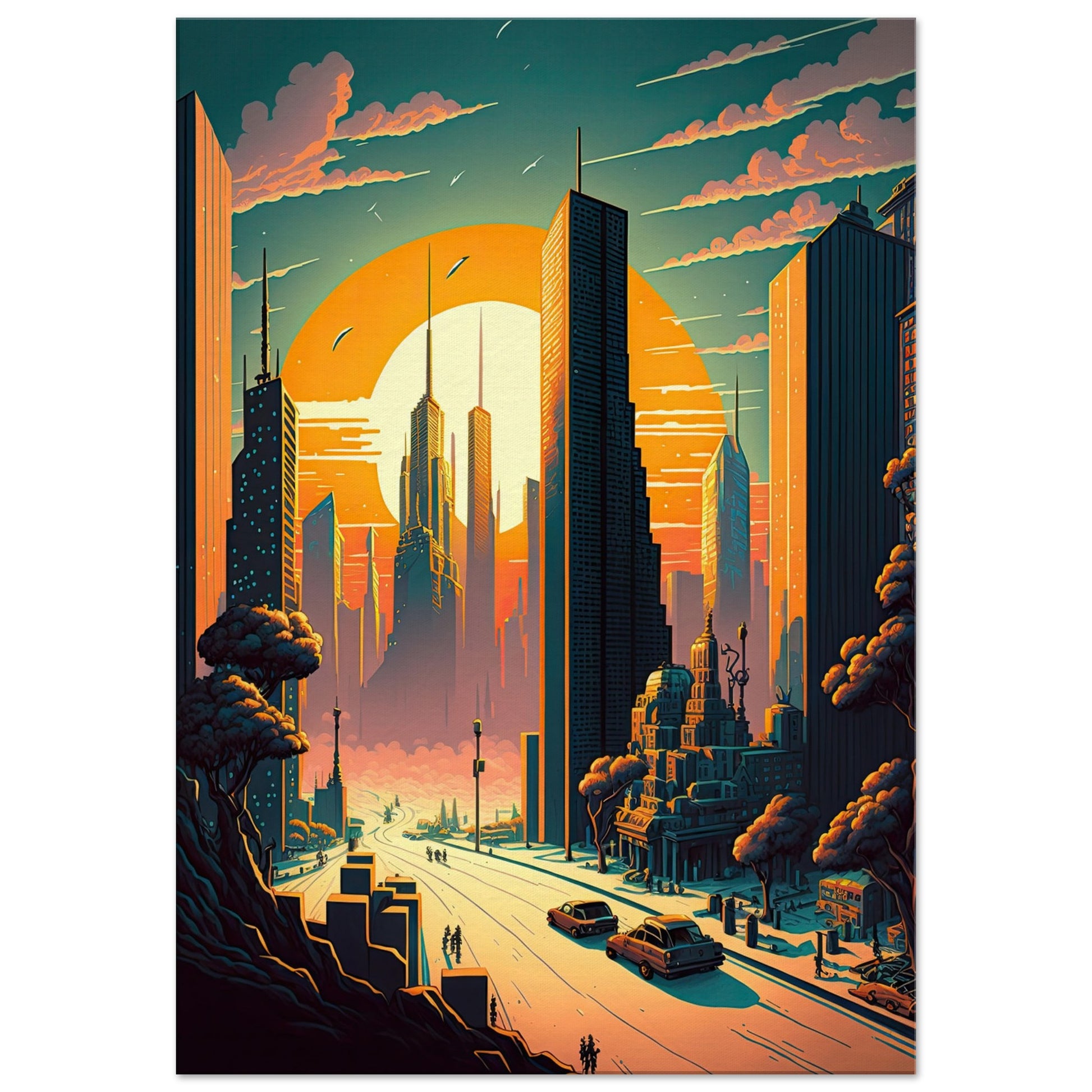 Futuristischer Sunset, Leinwanddruck - Stiersbeste