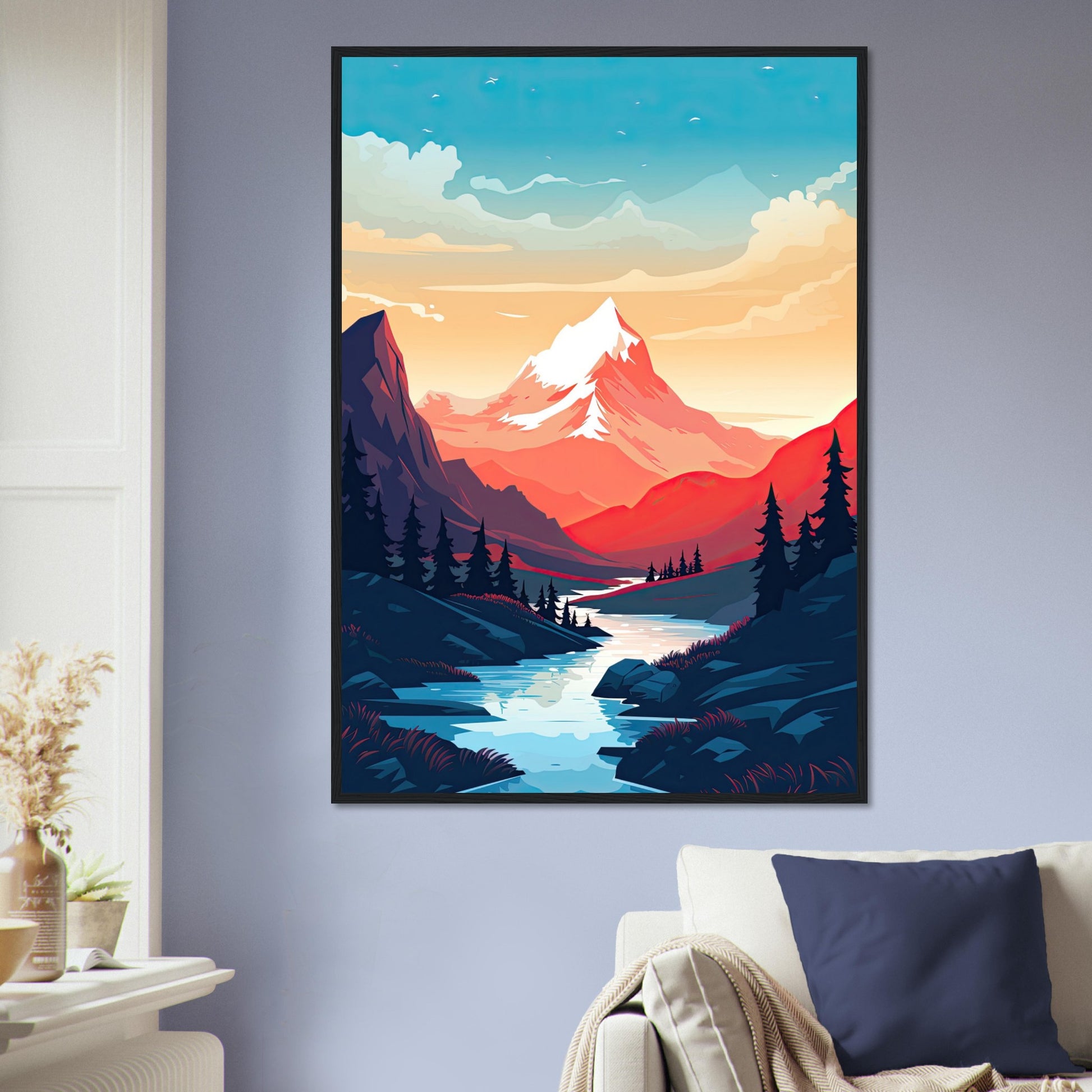 Bergsicht, Poster mit Holzrahmen - Stiers Beste