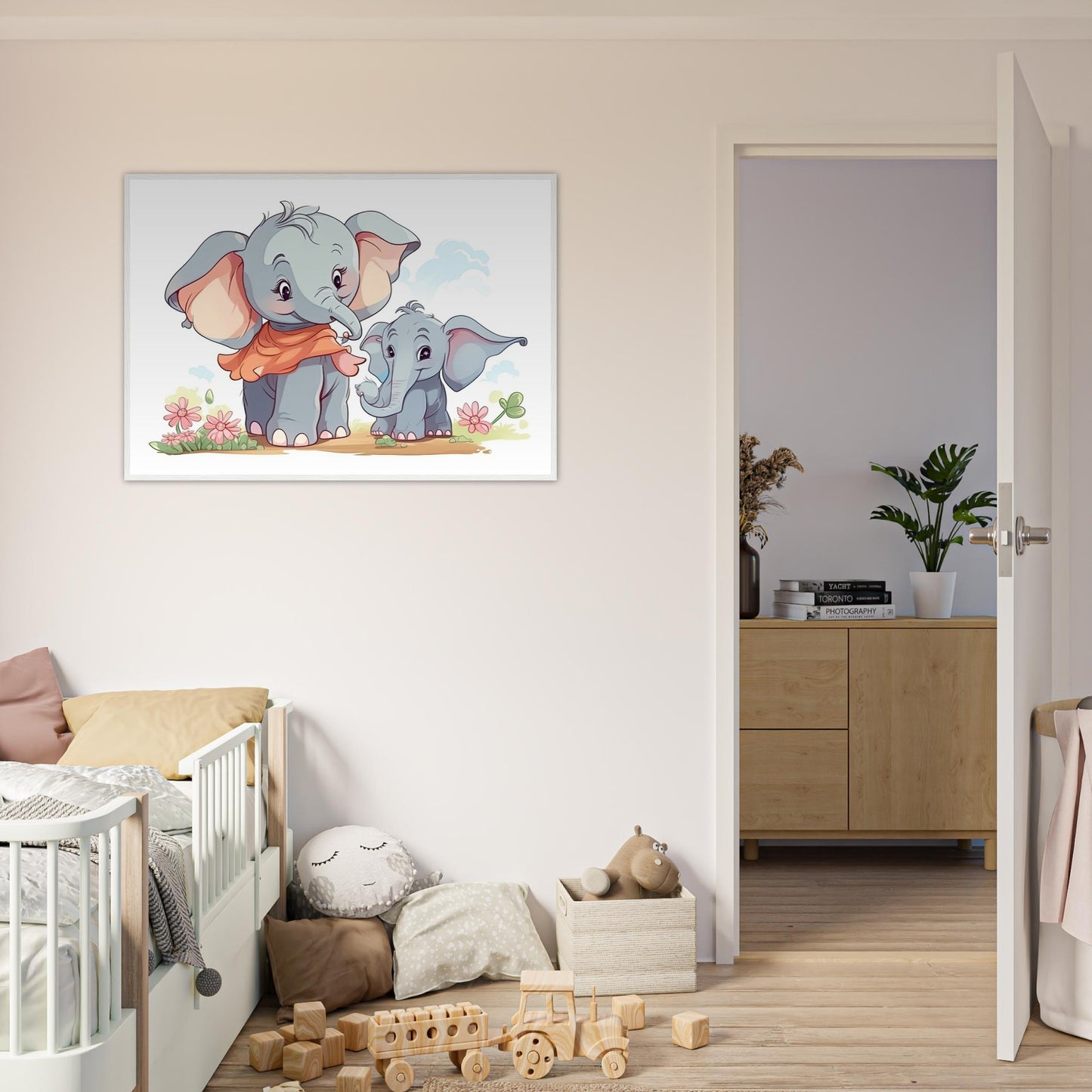 Elephant Cutie, Poster mit Holzrahmen - Stiersbeste