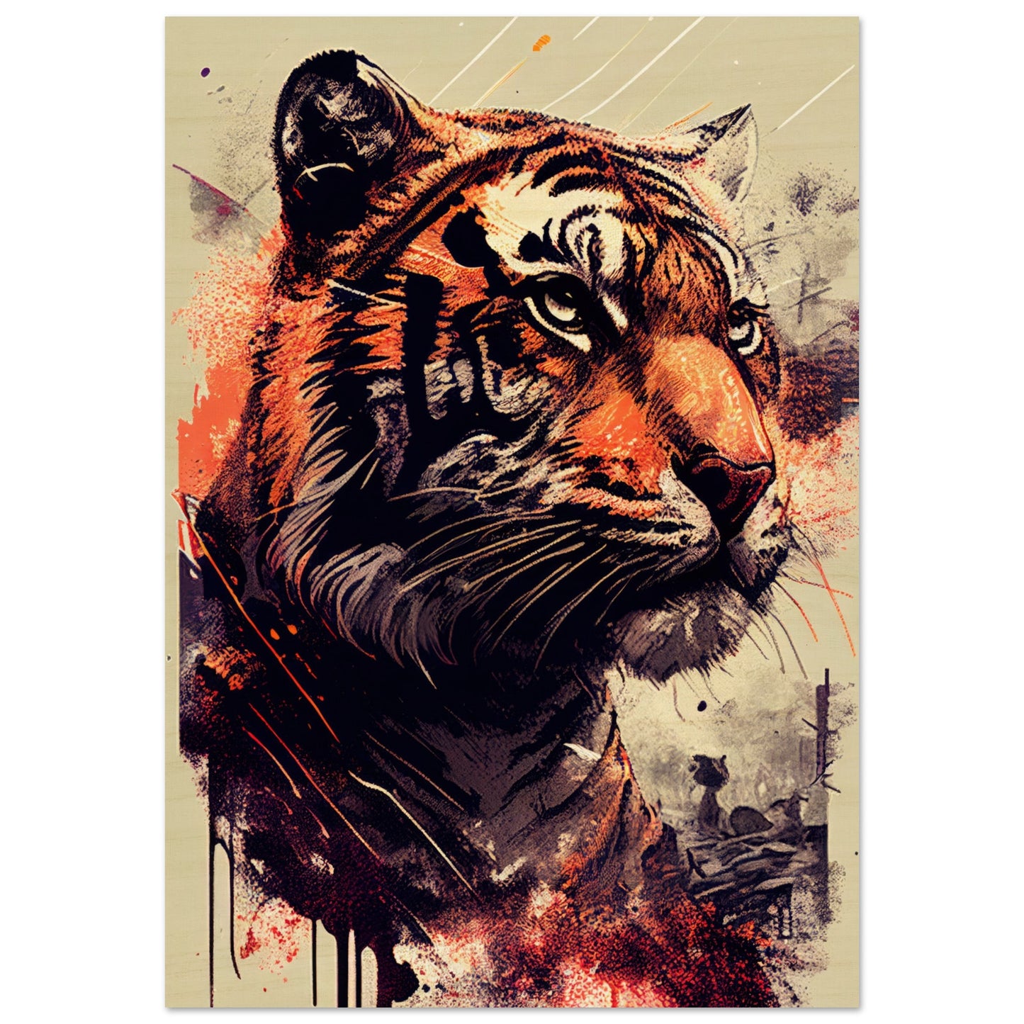 Geheimnisse des Tigerblicks, Holzdruck - Stiersbeste