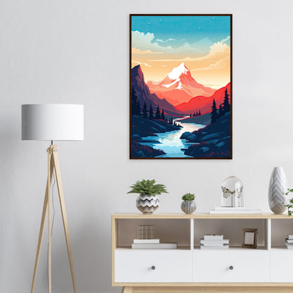 Bergsicht, Poster mit Holzrahmen - Stiers Beste