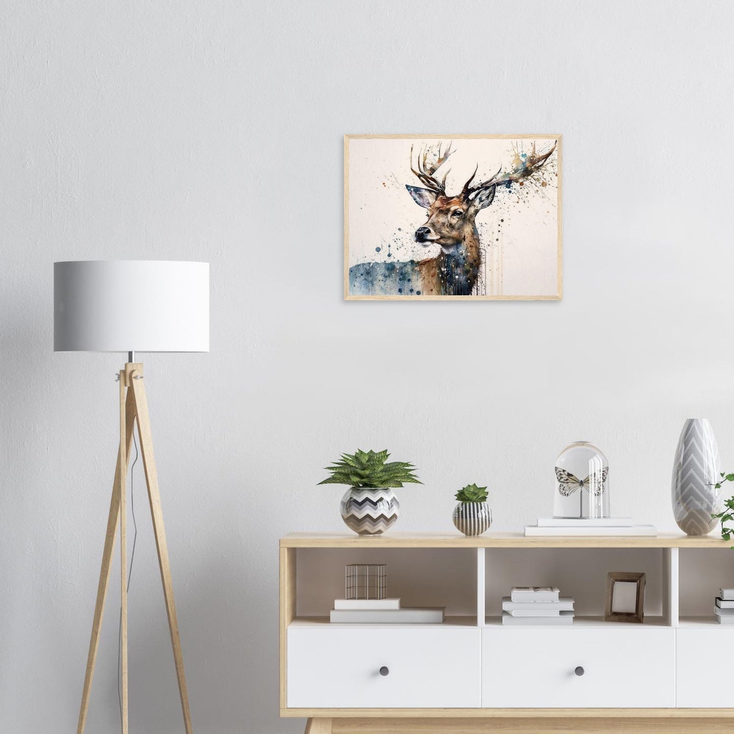 Anmut des Hirschs, Poster mit Holzrahmen - Stiersbeste