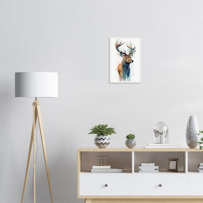 Hirschgeweih im Farbrausch, Poster mit Holzrahmen - Stiersbeste