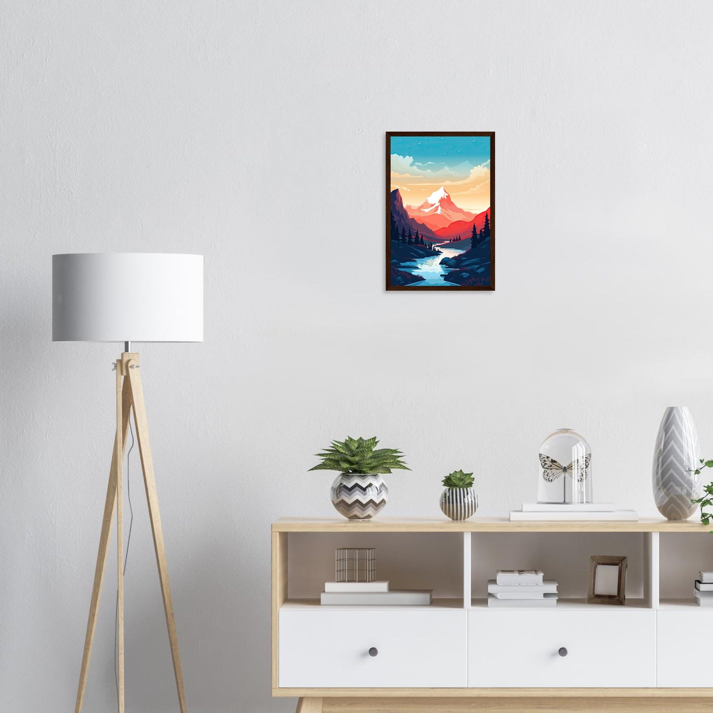 Bergsicht, Poster mit Holzrahmen - Stiers Beste