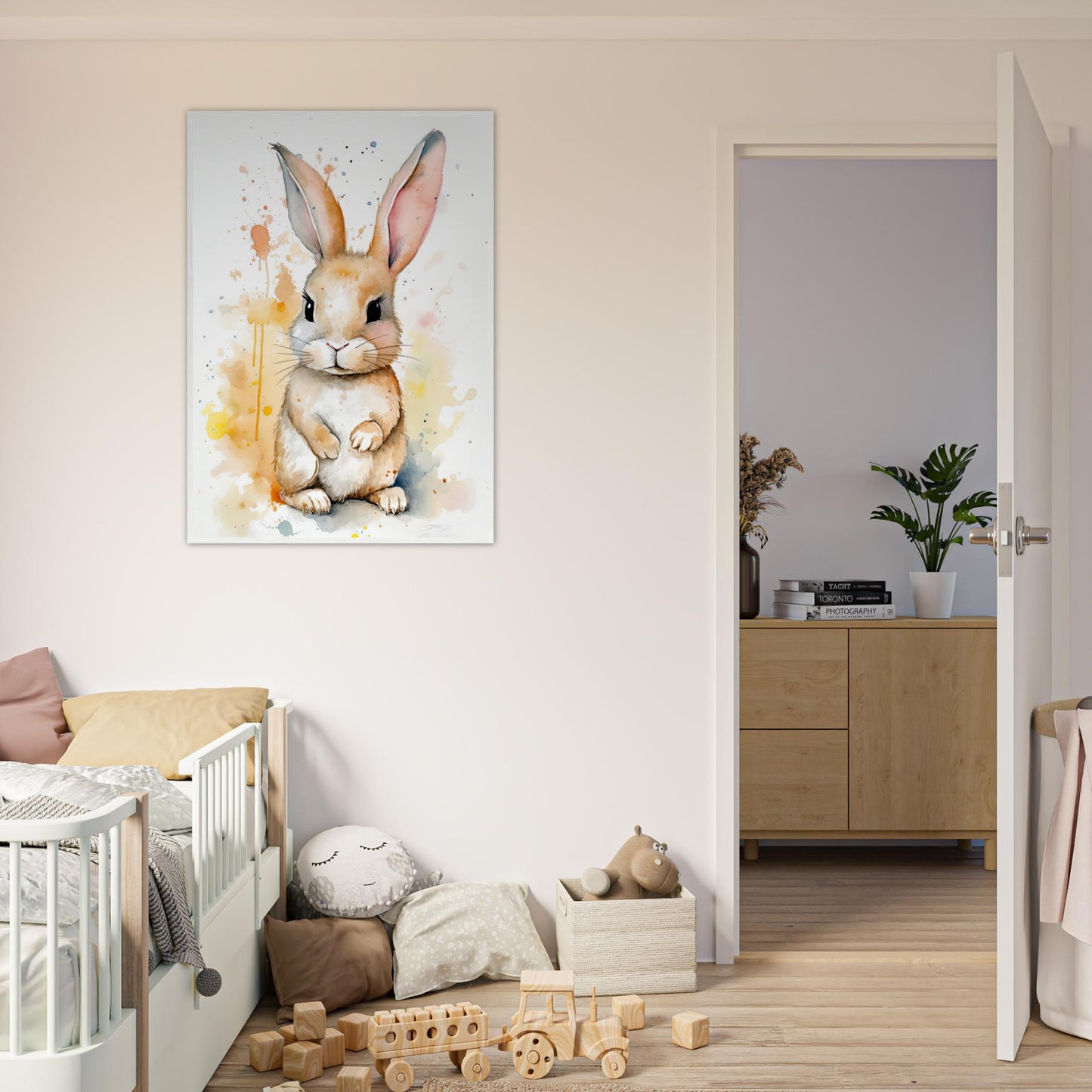 Knuddel der Hoppelhase, Poster mit Holzrahmen - Stiersbeste