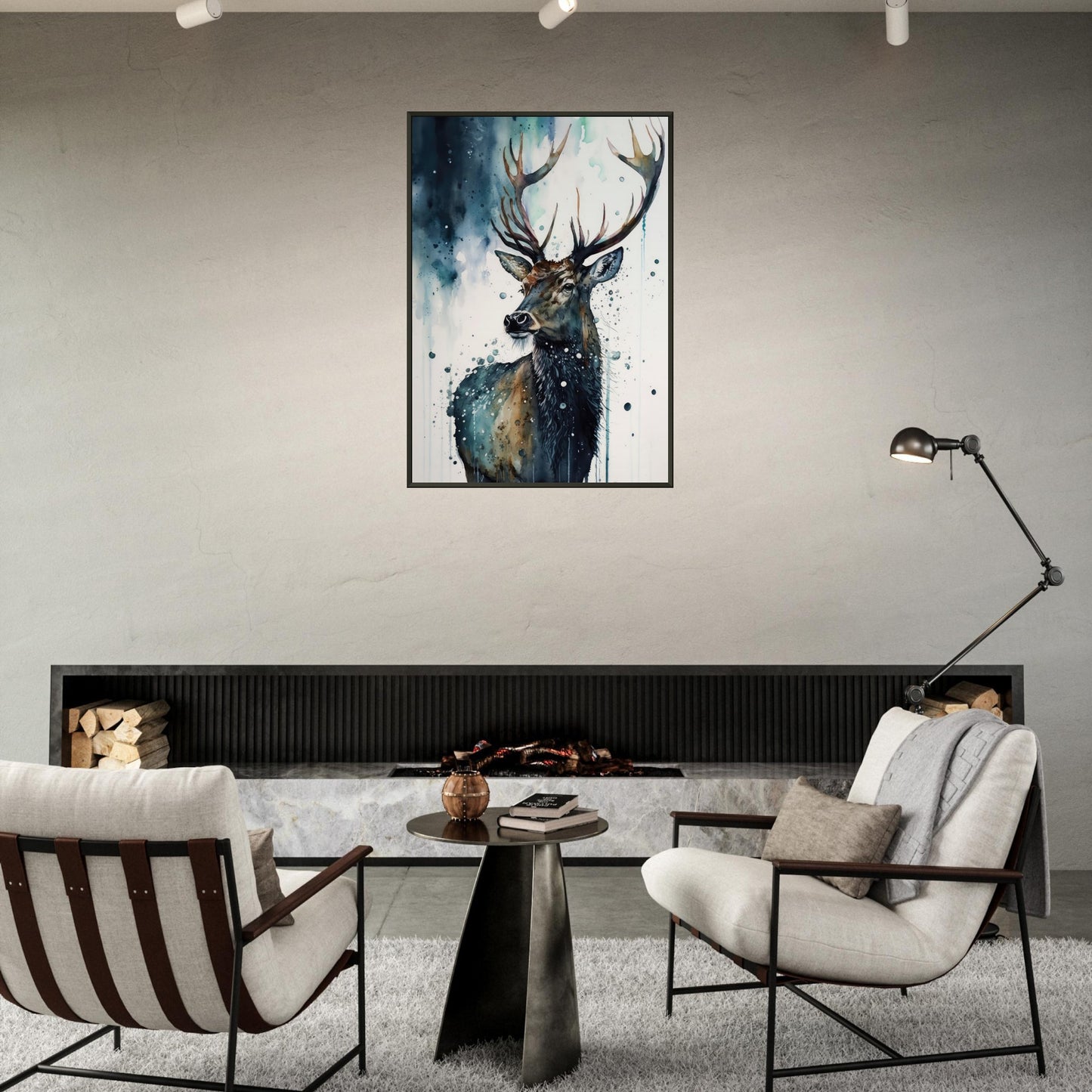 Der Pinselhirsch, Poster mit Alurahmen - Stiersbeste