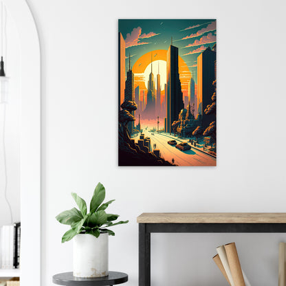 Futuristischer Sunset, Aluminiumdruck - Stiersbeste
