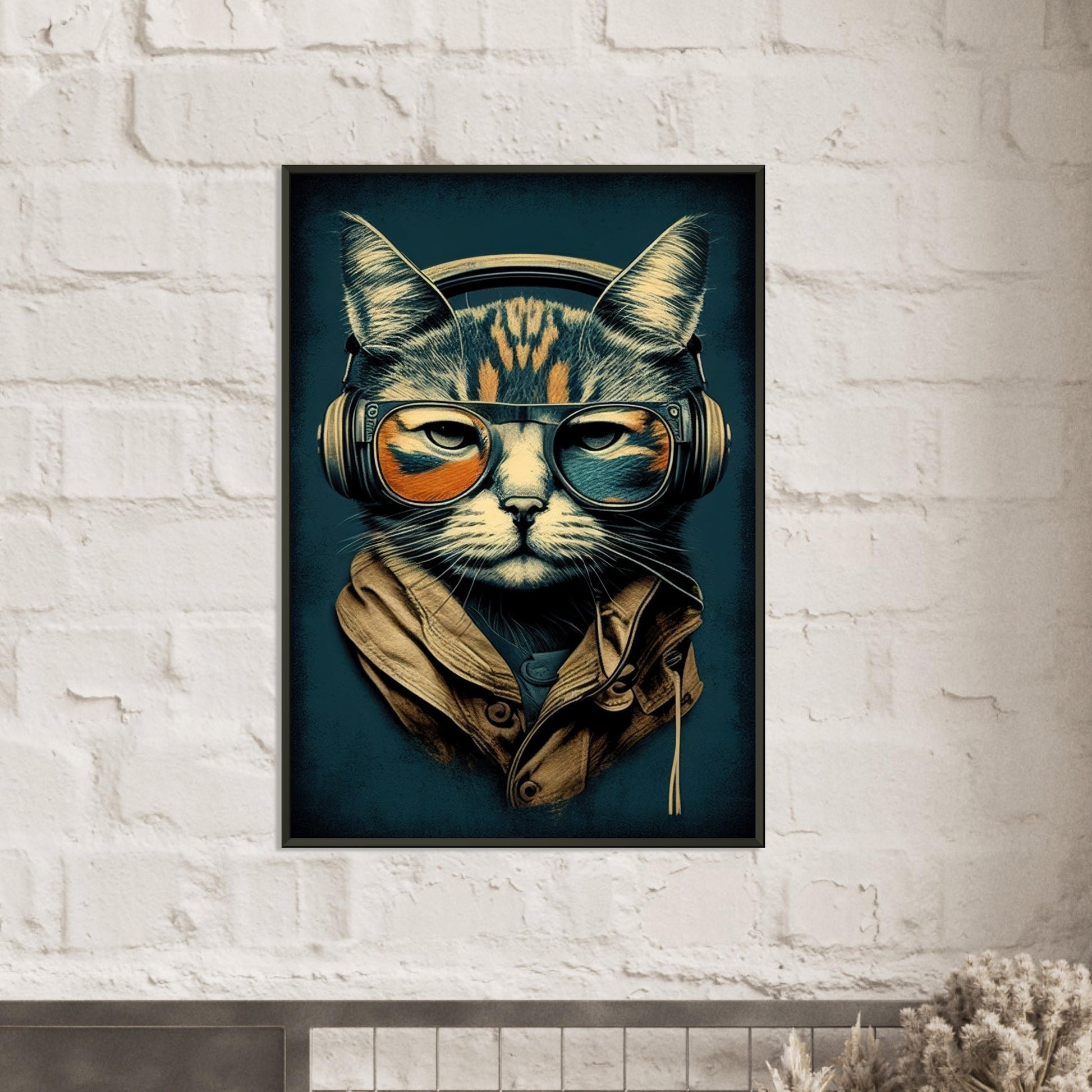 Retro Cat, Poster mit Alurahmen - Stiersbeste