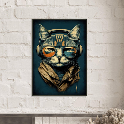 Retro Cat, Poster mit Alurahmen - Stiersbeste