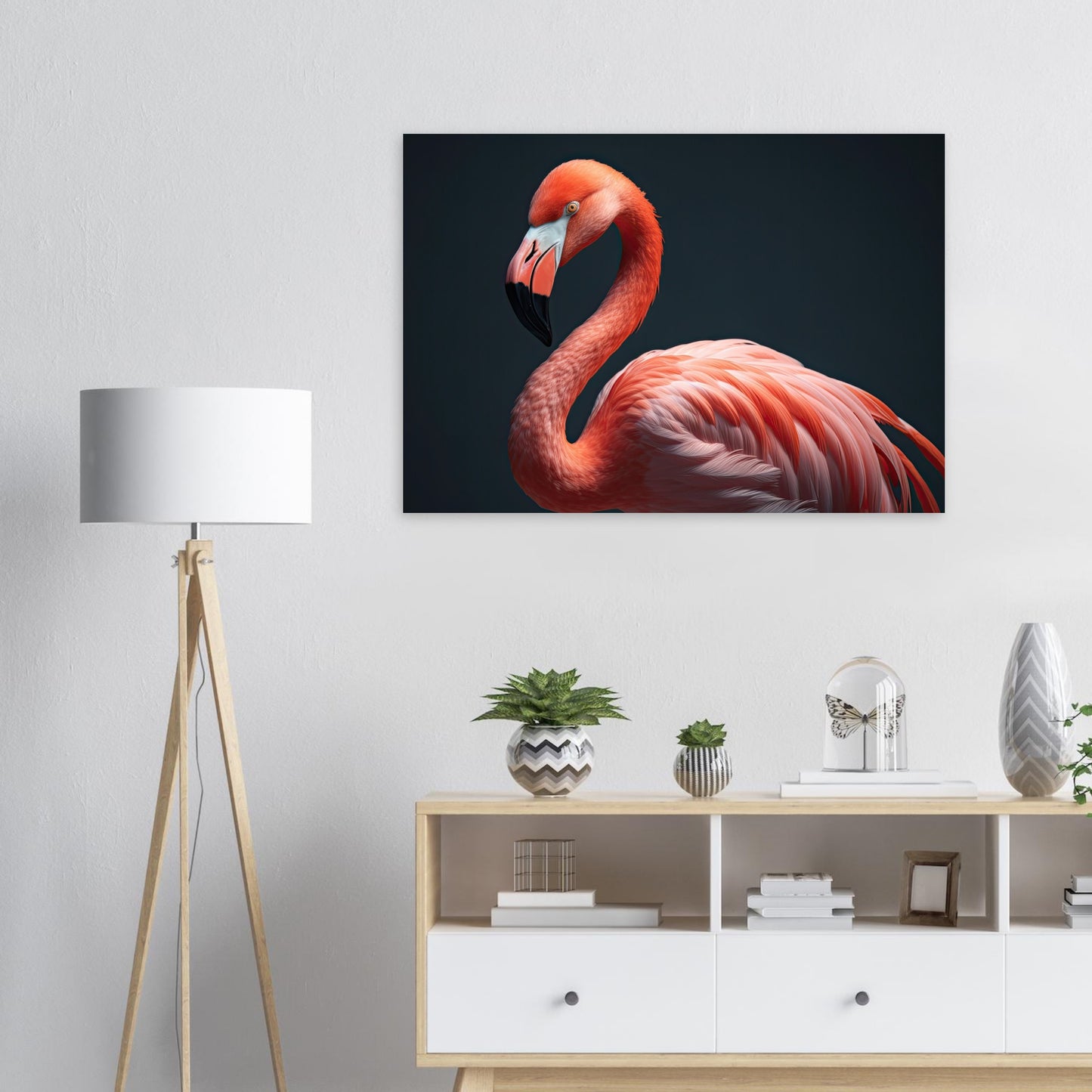 Flamingo in the Studio, Aluminiumdruck - Stiersbeste