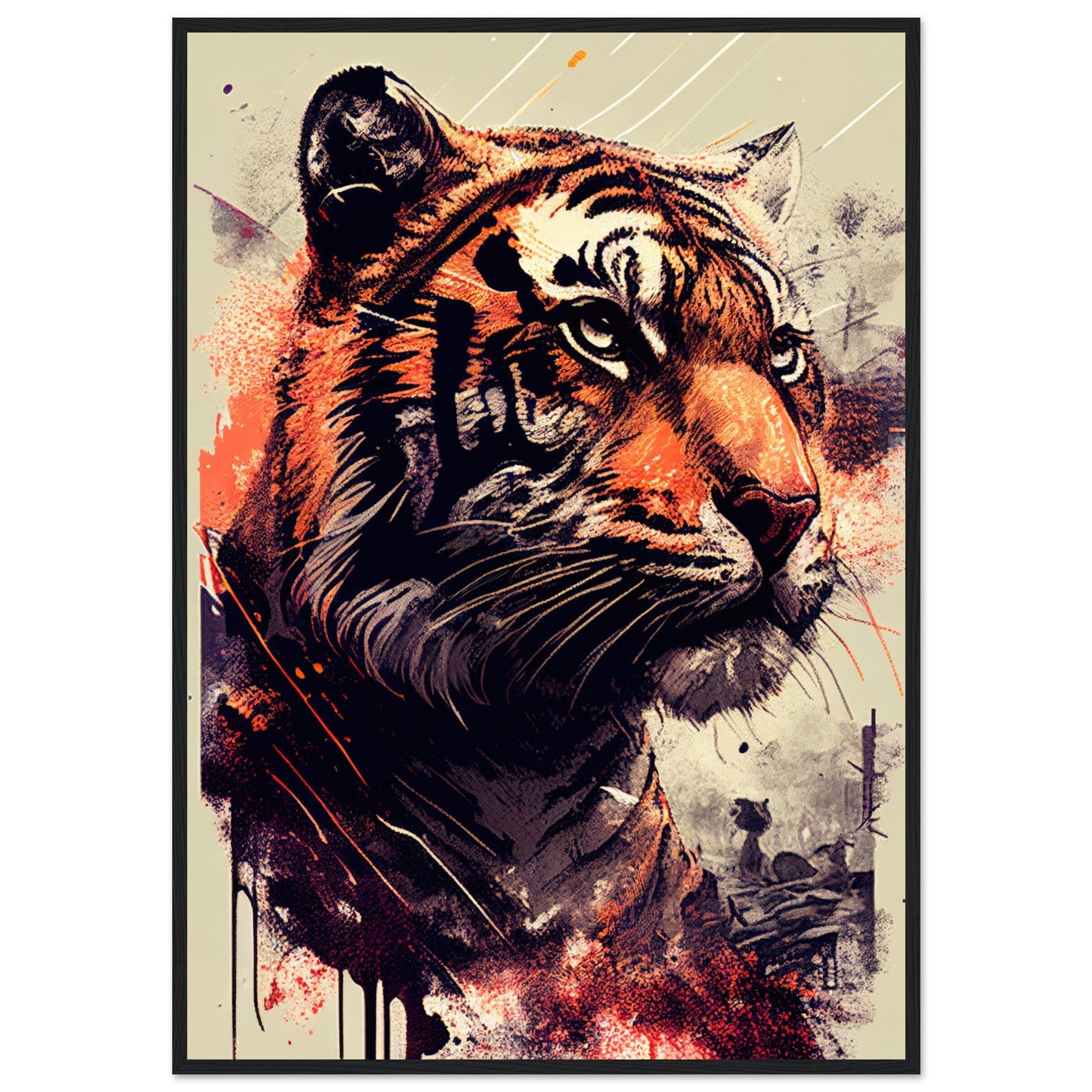 Geheimnisse des Tigerblicks, Poster mit Holzrahmen - Stiersbeste