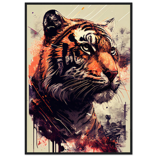 Geheimnisse des Tigerblicks, Poster mit Holzrahmen - Stiersbeste