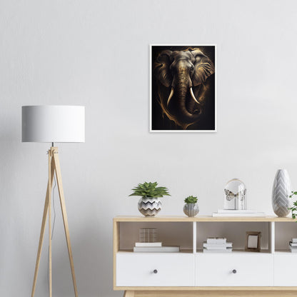 Goldener Blick des Elefanten, Poster mit Holzrahmen - Stiersbeste