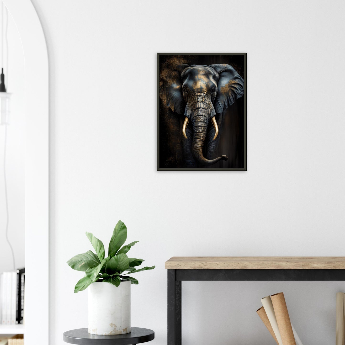 Der glanzvolle Elefant, Poster mit Alurahmen - Stiersbeste