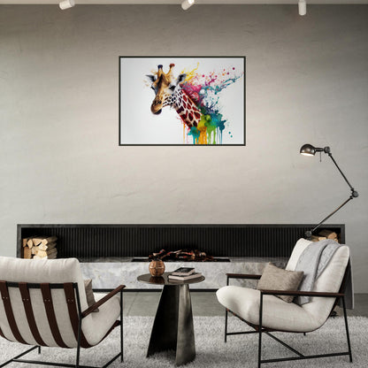 Giraffe Splash Art, Poster mit Alurahmen - Stiersbeste